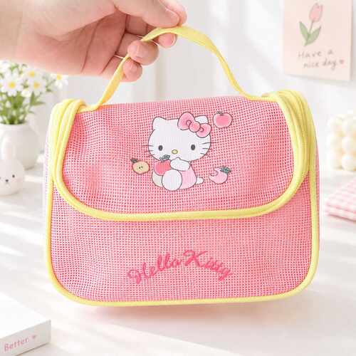 正版Kitty网格透气化妆包