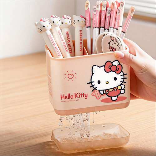 Kitty卡通可爱沥水筷子收纳盒
