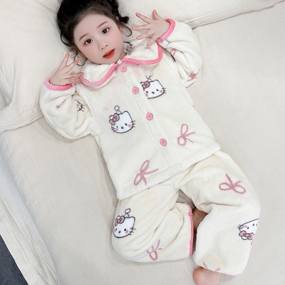 儿童睡衣女孩珊瑚绒家居服