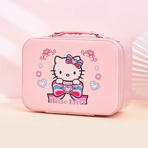 Kitty化妆箱女手提收纳盒带镜子