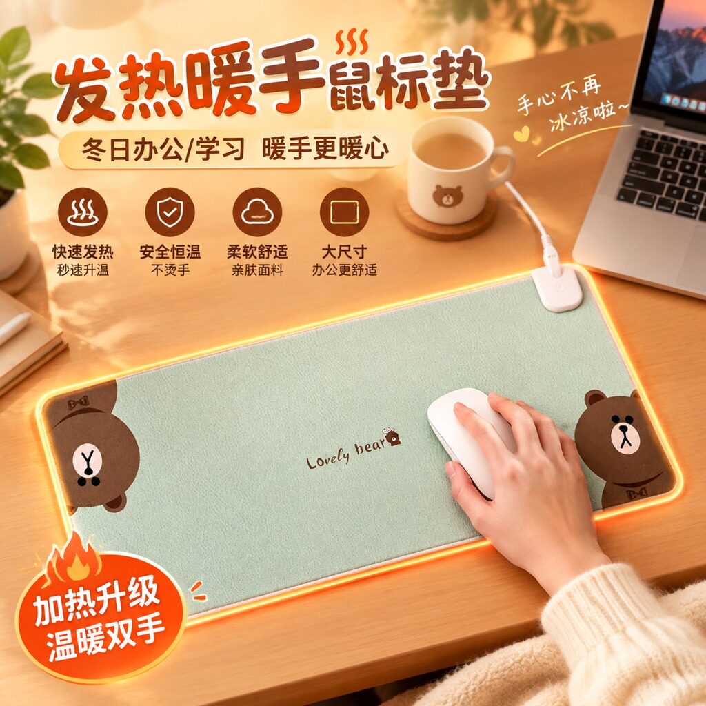 办公室桌面电脑键盘加热鼠标垫