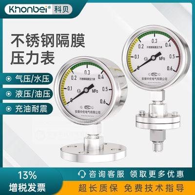 不锈钢隔膜压力表YTP-100ML耐震