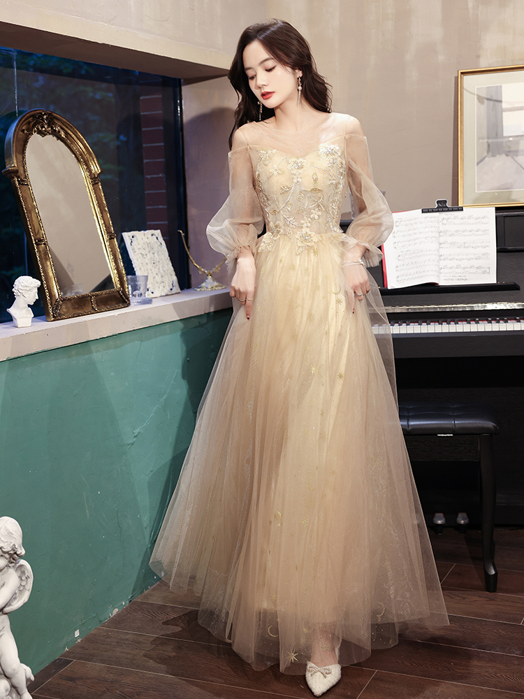  Champagne long style [off -the -shoulder seven -point sleeve]+XL   - $6.29 