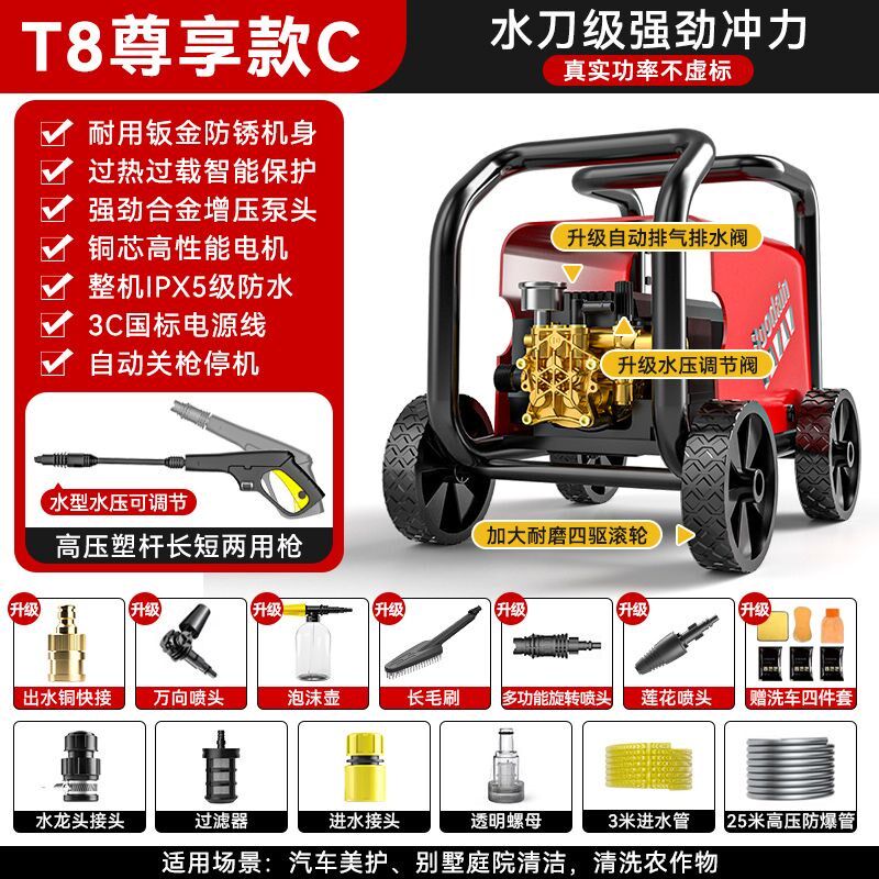 BOODAIN高压清洗机家用高功率洗车机商用全自动洗地水泵