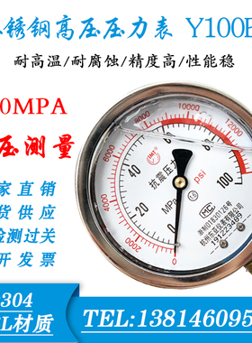 不锈钢耐震压力表 高压压力表100 160 250 400mpa 仪民 杭州东亚