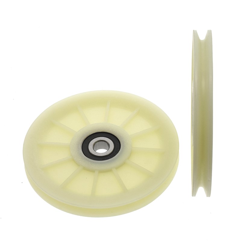 钢丝绳轮u槽V槽吊轮凹轮6200轴承滑轮电梯门层门导轮金属尼龙轮