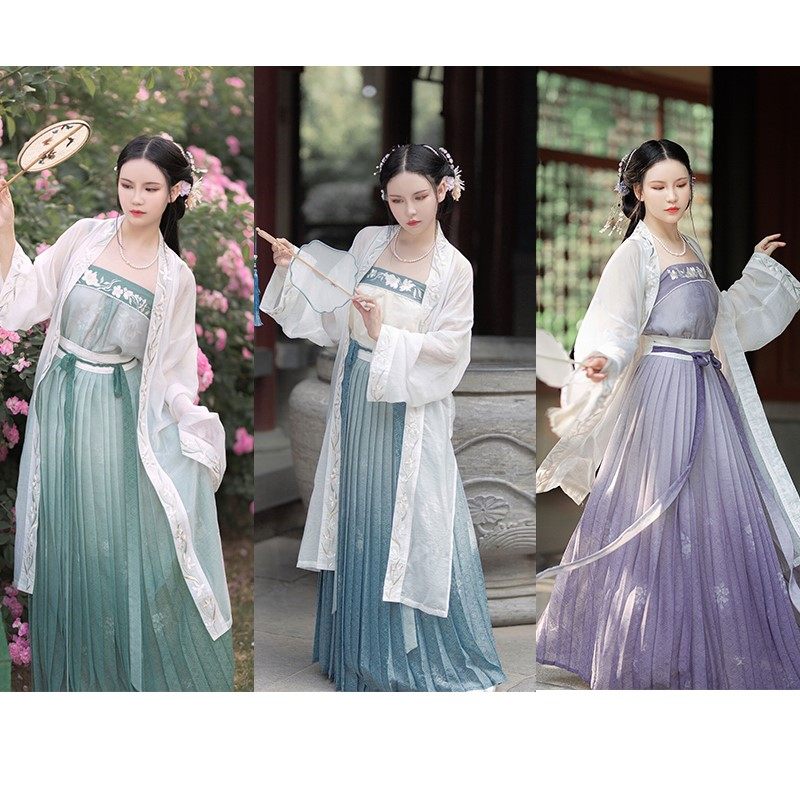 【现货】不系舟水云间宋制百迭裙渐变印花搭配褙子汉服女原创正春