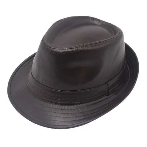 Trilby帽子黑色小礼帽男款爵士帽服装店绅士道具英伦风皮质影楼