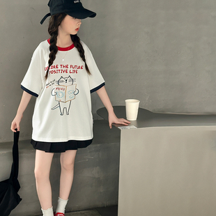 女童t恤夏中大童夏天洋气上衣初中生超好看舒服宽松流行服饰穿搭