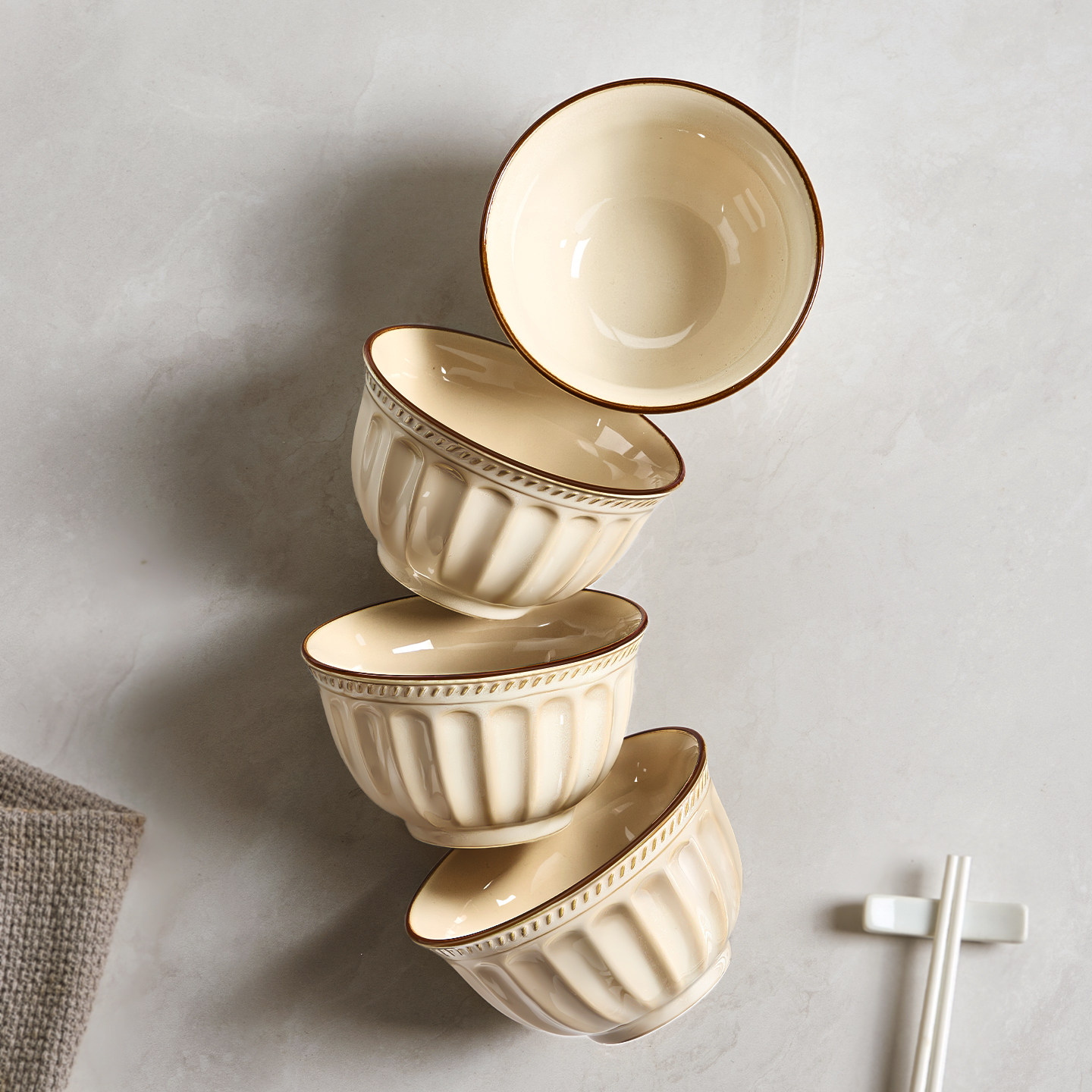 浮雕米饭碗家用2026新款法式吃饭碗高级感轻奢碗碟餐具漂亮的碗具,餐饮具,碗,淘宝优惠券,粉丝福利购,淘宝优惠卷