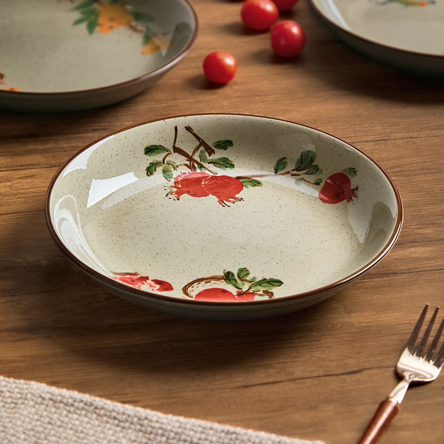 复古陶瓷盘子菜盘家用2026新款8寸深盘釉下彩餐具高颜值碗碟餐盘,餐饮具,盘,淘宝优惠券,粉丝福利购,淘宝优惠卷