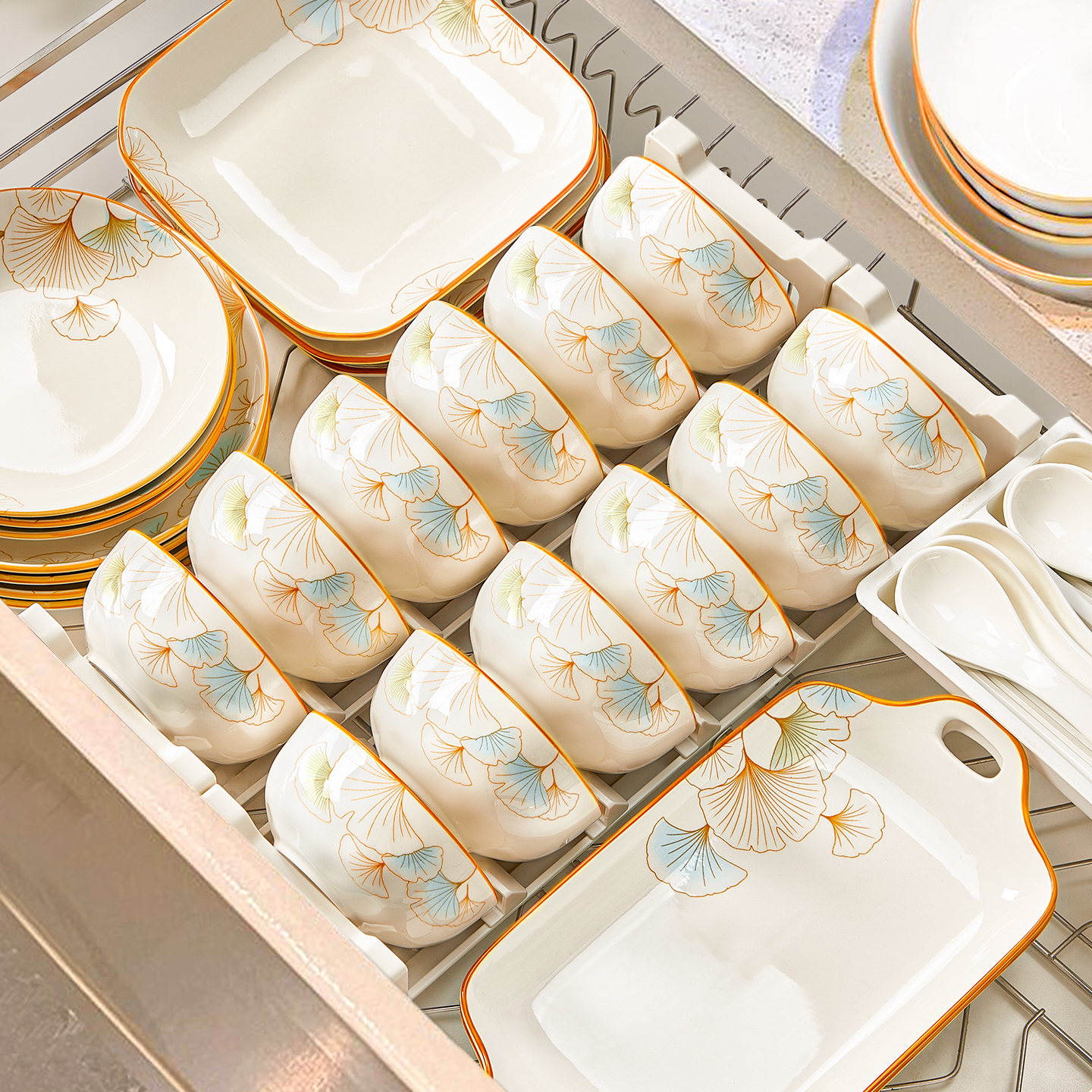 中式餐具套装陶瓷碗碟釉下彩碗具