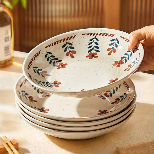 日式复古釉下彩，可进微波炉、洗碗机、烤箱