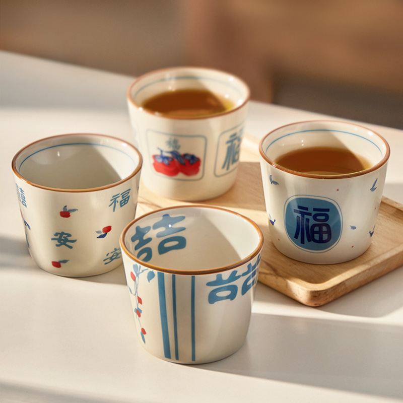 陶瓷小茶杯主人杯喝茶杯子一人一色单杯茶碗品茗杯功夫茶具套装