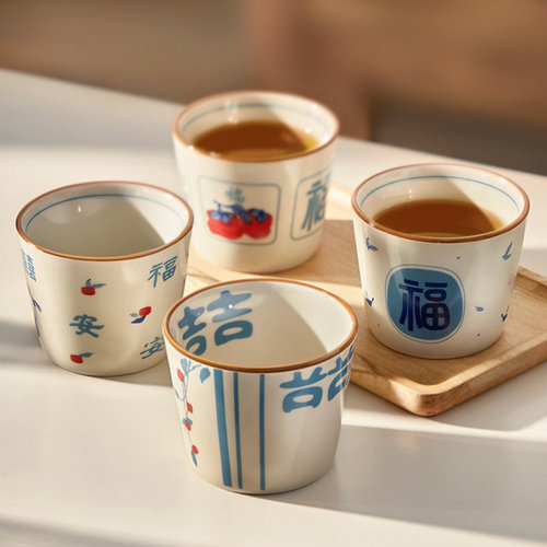 陶瓷小茶杯主人杯喝茶杯子一人一色单杯茶碗品茗杯功夫茶具套装