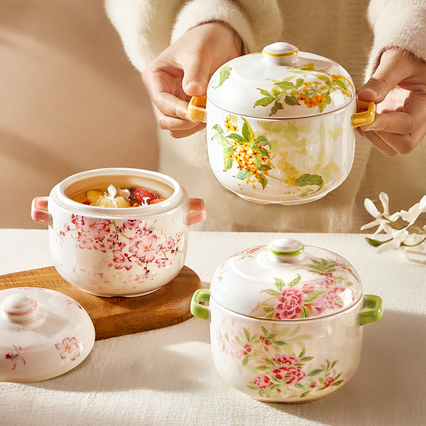 双耳炖盅隔水炖家用2025新款陶瓷小汤盅带盖蒸蛋碗瓦罐汤煲汤炖罐