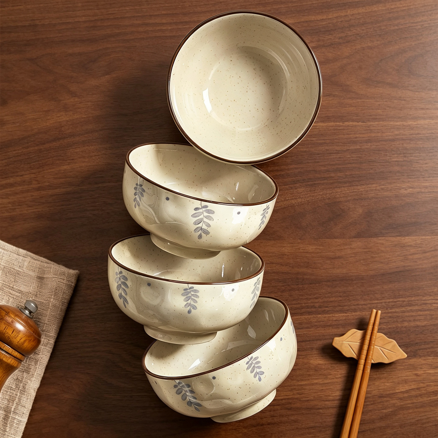 釉下彩米饭碗家用2026新款高颜值碗具10个装陶瓷碗盘餐具吃饭小碗