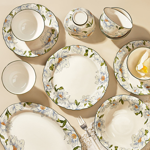 高颜值米饭碗碟家用陶瓷面碗菜盘鱼盘2026新款好看的吃饭小碗