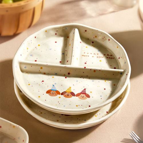 墨色可爱餐具米饭碗盘子双耳碗