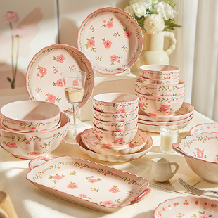 高颜值米饭碗家用2026新款碗盘餐具好看的吃饭碗汤碗面碗菜盘