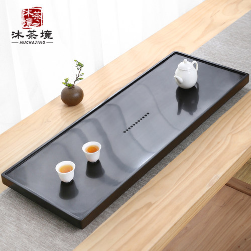 天然乌金石茶盘办公室用简约抛光