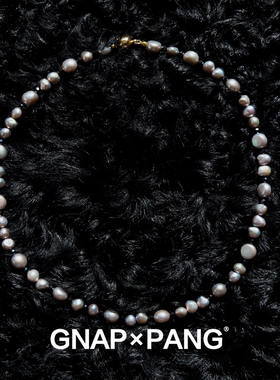 GNAPxPANG JEWELRY银翼战士 银灰淡水巴洛克珍珠项链黑尖晶嘻哈男