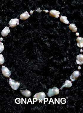 GNAPxPANG JEWELRY绯银鱼袋 白炫彩大巴洛克鱼尾珍珠满天星项链男