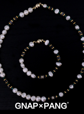 原创流萤携夏玛瑙珍珠项链嘻哈男