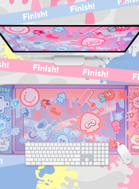 FTTOT卡通喷射战士鼠标垫加厚锁边 超大号异形键盘垫电脑办公桌垫