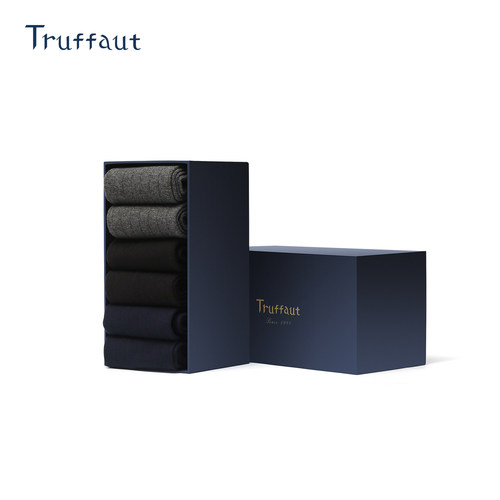truffaut商务正装纯棉条纹中筒袜