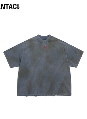 PHANTACi范特西周杰伦潮牌25春夏P SPRAY LOGO FRAYED HEM短袖T恤