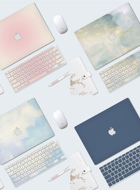 简约纯色苹果Macbookair笔记本适用13.3英寸保护壳pro16磨砂Air15.3外壳2023新款M1渐变色11/12贴纸ins风防摔