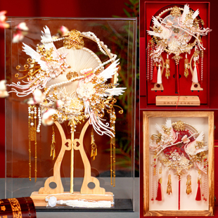 团扇结婚新娘双面高级材料包diy喜扇秀禾成品婚扇子婚礼婚嫁手工