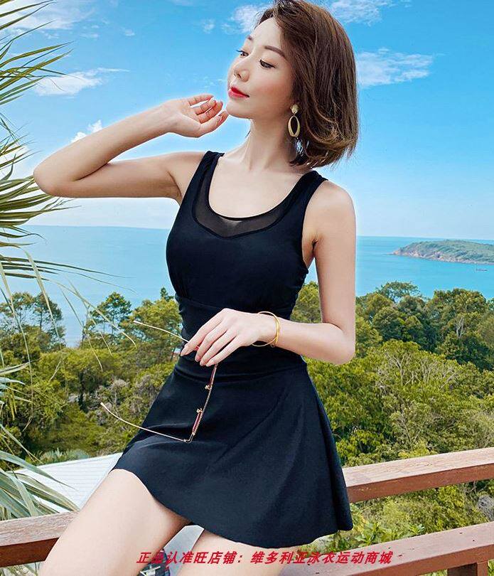 维多泳衣女保守遮肚显瘦裙式连体性感大码比基尼泡温泉2021游泳装