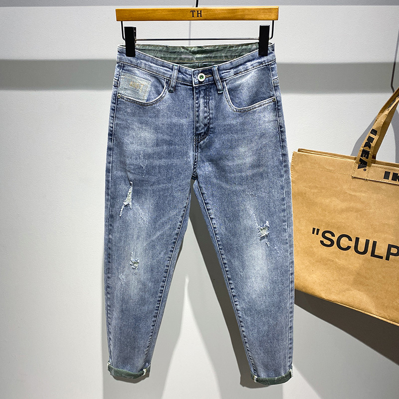 春夏薄款牛仔裤韩版时尚潮流休闲