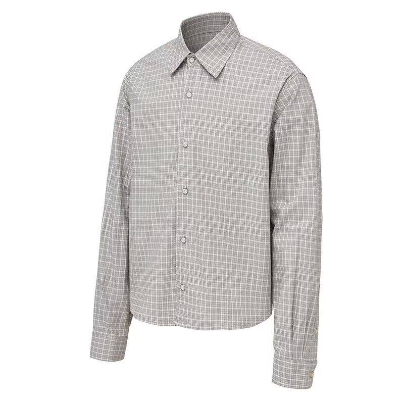 美式高街格子衬衫男女同款春夏设计感复古外套格纹情侣长袖衬衣