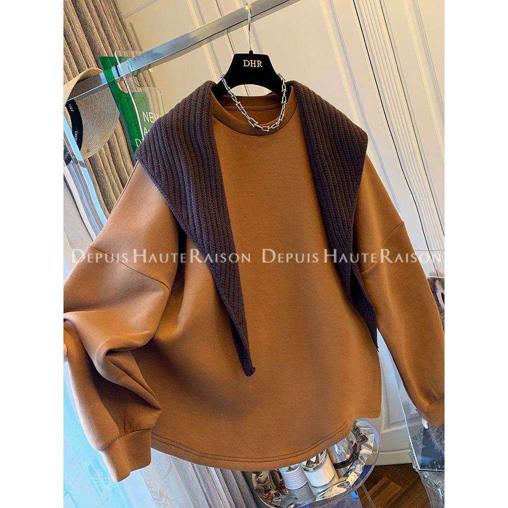 德绒螺纹大码300斤宽松卫衣女冬