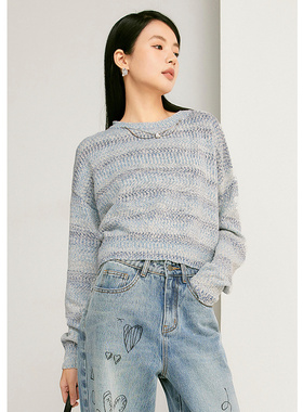 EF优雅时尚通勤宽松圆领毛衫2025春季新款气质针织衫洋气上衣女装