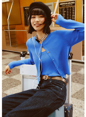 EF温柔风针织开衫吊带背心2025冬季新款两件套短款百搭内搭上衣