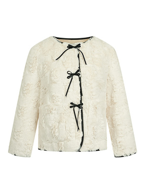 新中式女装EF国风白色短外套皮毛一体冬季新款独特超好看外套