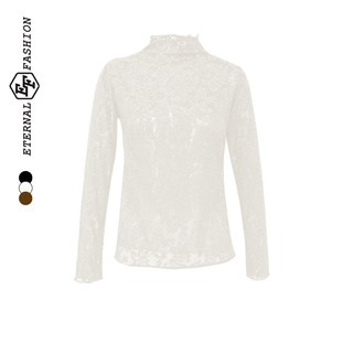 EF复古风修身显瘦气质蕾丝打底衫2025冬季新款蕾丝显瘦内搭上衣