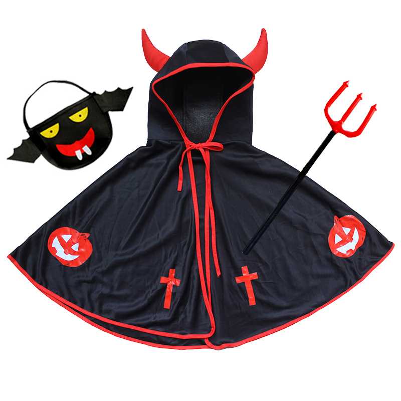 万圣节儿童服装2021小恶魔披风万圣夜穿搭讨糖斗篷小朋友穿的衣服