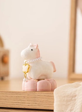 可爱小马窑变结晶茶宠摆件高颜值陶瓷转转马吉祥物车载桌面摆件