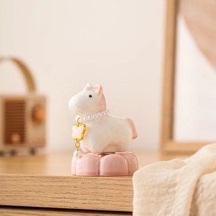 可爱小马窑变结晶茶宠摆件高颜值陶瓷转转马吉祥物车载桌面摆件