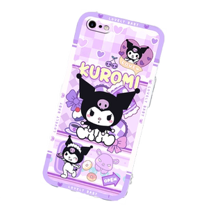 情侣紫色库洛米新款可爱玉桂狗适用于苹果8plus手机壳iphone7透明se3带支架的2超薄6s硅胶6高级感5手机套s女s