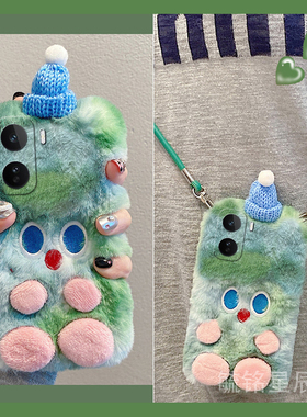 适用iqooneo11手机壳iqooneo10/9spro十8se新款9pro+7竞速版6绿色5s毛绒5se可爱帽子855小怪兽vivo毛茸茸硅胶