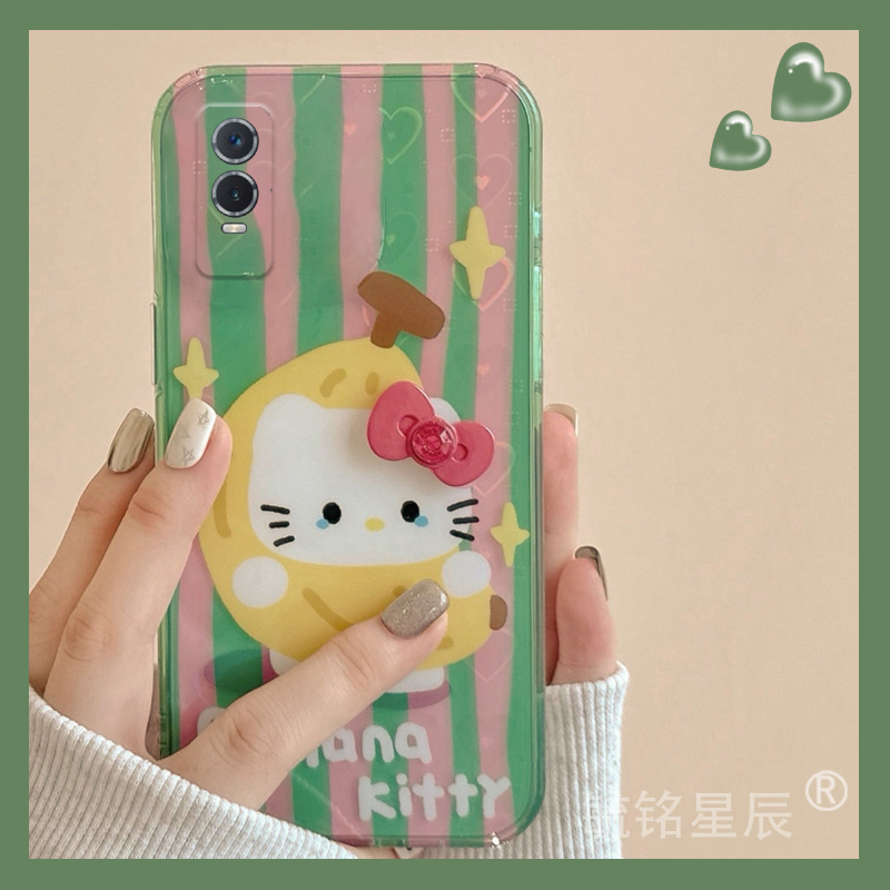 适用vivoy52s手机壳y73趣味y70s搞怪kt猫y35蝴蝶结y33s硅胶y31全包y9s创意y7s小众y5s防摔y3卡通Y36C/Y37Pro