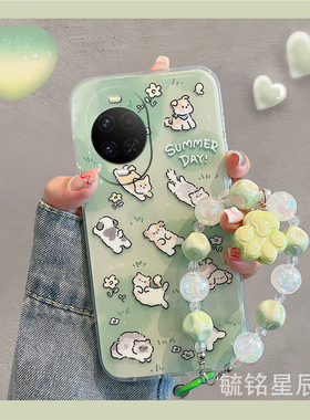 适用华为nova15pro手机壳14/12活力版11ultra星耀版13pro新款10se绿色9躺平猫咪8可爱7小狗6手链5i硅胶5z腕带
