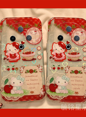 适用vivoy300pro手机壳y200gt可爱y100i红色kt猫y100+y200+t透明y97/y93s带挂件的y85少女心hellokitty女y83