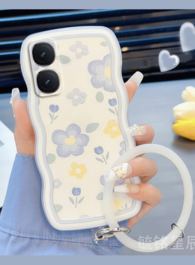 适用iqooz9turbo手机壳iqooz8新款iqooz7x蓝色z7i花朵ins风z9波浪边z10turbopro透明iqooneo10硅胶neo9spro+